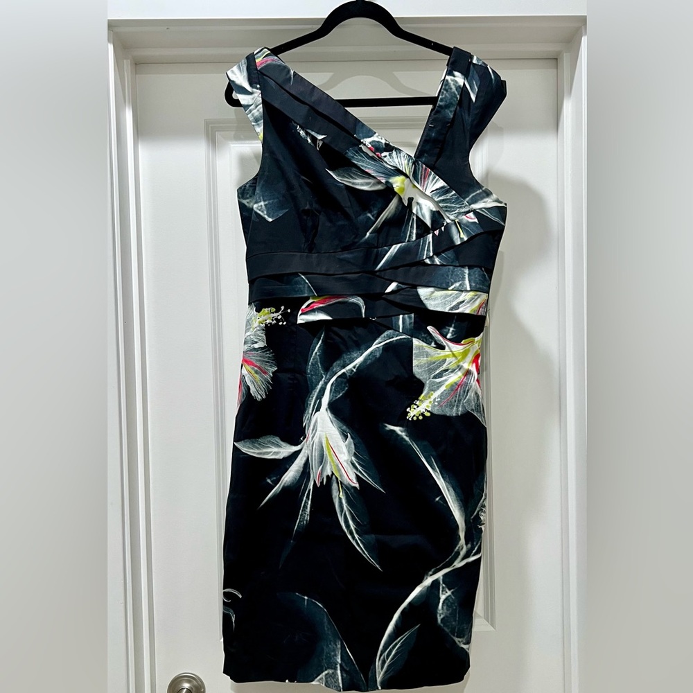 Karen Millen Tropical Floral Dress cap sleeve US 8